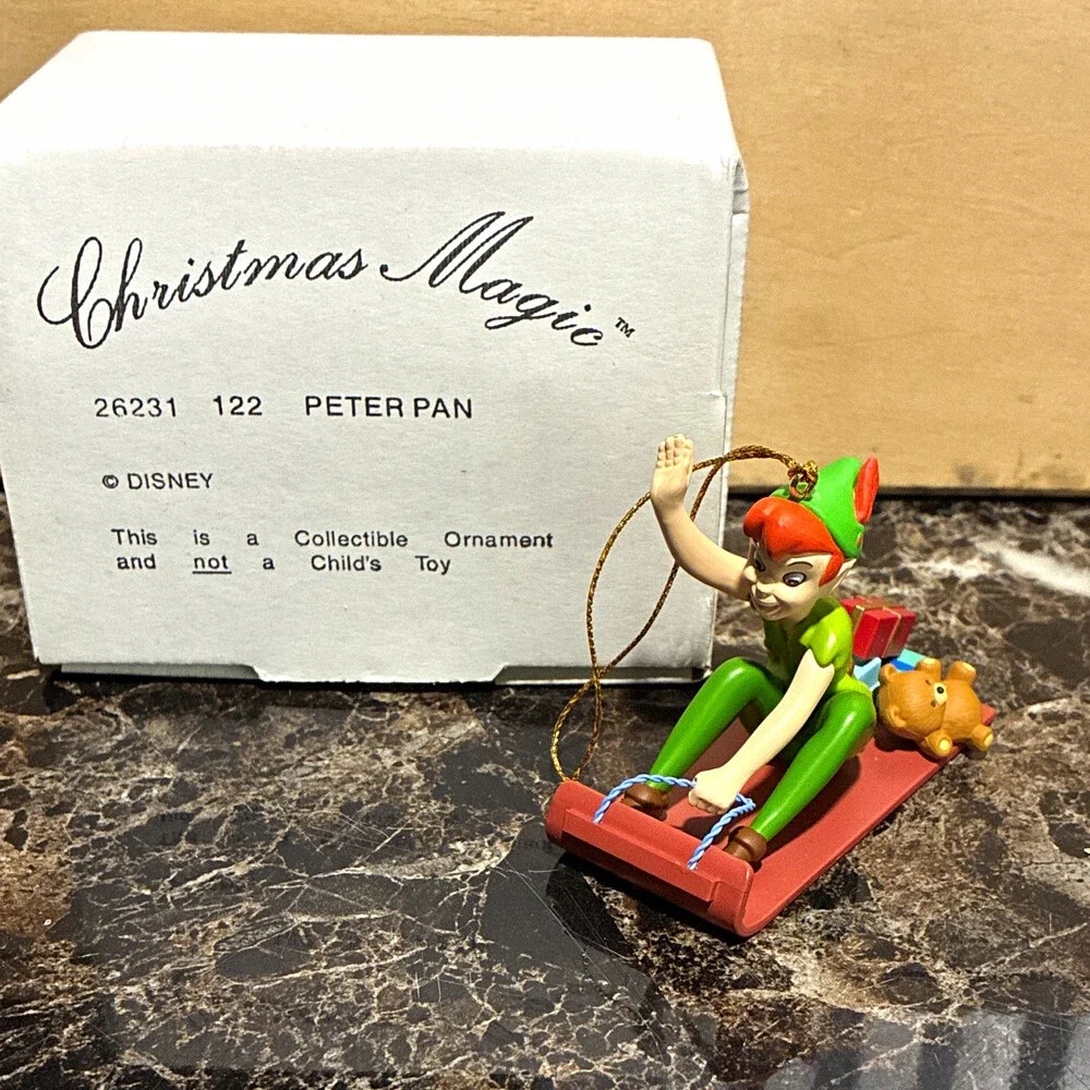 Disney Christmas Magic Peter Pan Plastic Collectible Ornament with Box